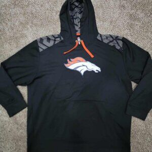 Majestic Therma Base NFL Denver Broncos Men Black Pullover Long Sleeve Hoodie XL